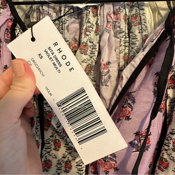 NWT Rhode Purple Floral Long Sleeve Mini Dress XS - Picture 13 of 14